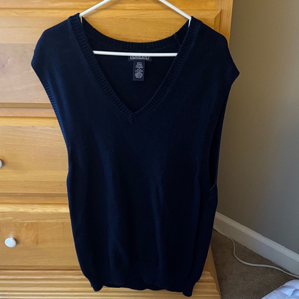 Lands' End Navy Sleeveless V-Neck Sweater